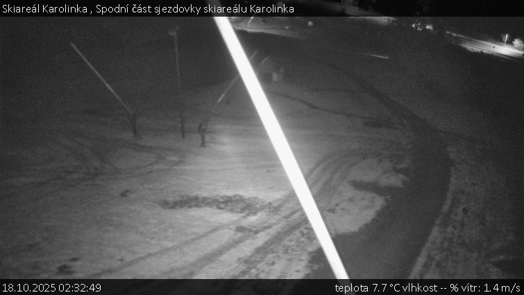Skiareál Karolinka - Spodní část sjezdovky skiareálu Karolinka - 18.10.2025 v 02:32 Skiareál Karolinka - Spodní část sjezdovky skiareálu Karolinka - 18.10.2025 v 02:32