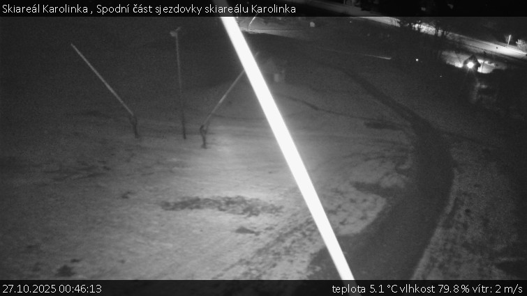 Skiareál Karolinka  - Spodní část sjezdovky skiareálu Karolinka - 27.10.2025 v 00:46 Skiareál Karolinka  - Spodní část sjezdovky skiareálu Karolinka - 27.10.2025 v 00:46