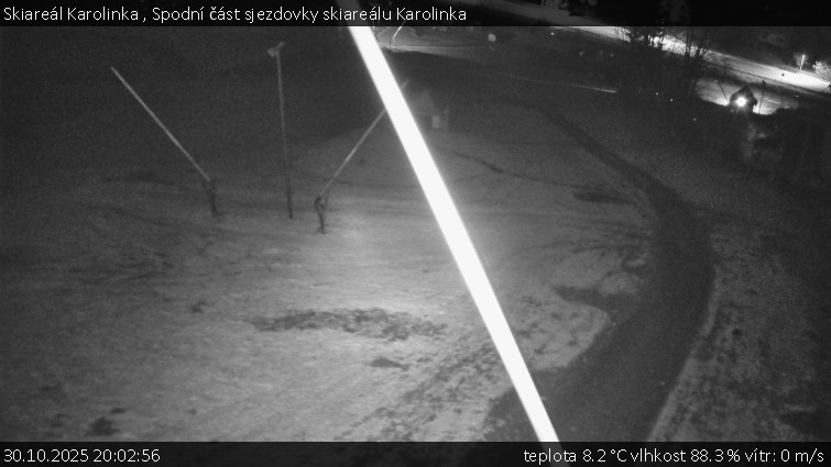 Skiareál Karolinka  - Spodní část sjezdovky skiareálu Karolinka - 30.10.2025 v 20:02 Skiareál Karolinka  - Spodní část sjezdovky skiareálu Karolinka - 30.10.2025 v 20:02