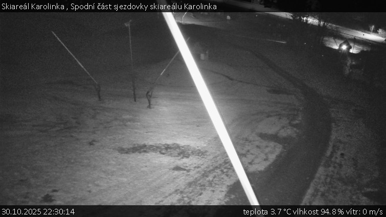 Skiareál Karolinka  - Spodní část sjezdovky skiareálu Karolinka - 30.10.2025 v 22:30 Skiareál Karolinka  - Spodní část sjezdovky skiareálu Karolinka - 30.10.2025 v 22:30