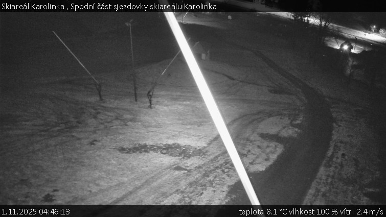 Skiareál Karolinka  - Spodní část sjezdovky skiareálu Karolinka - 1.11.2025 v 04:46 Skiareál Karolinka  - Spodní část sjezdovky skiareálu Karolinka - 1.11.2025 v 04:46