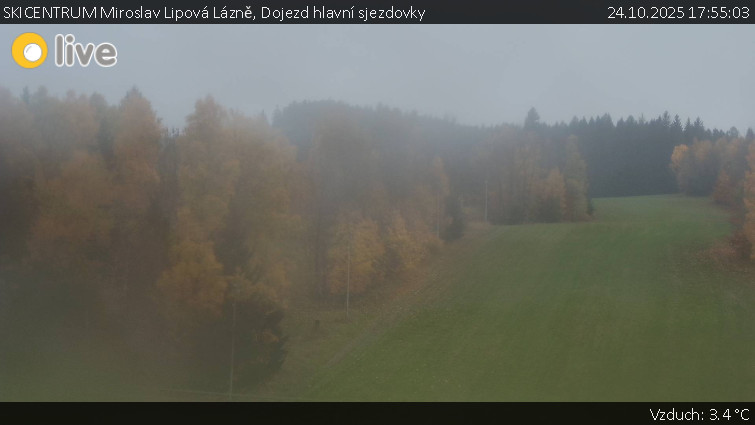 SKICENTRUM Miroslav Lipová Lázně - Dojezd hlavní sjezdovky - 24.10.2025 v 17:55 SKICENTRUM Miroslav Lipová Lázně - Dojezd hlavní sjezdovky - 24.10.2025 v 17:55