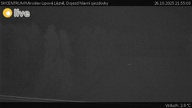 SKICENTRUM Miroslav Lipová Lázně - Dojezd hlavní sjezdovky - 26.10.2025 v 21:55 SKICENTRUM Miroslav Lipová Lázně - Dojezd hlavní sjezdovky - 26.10.2025 v 21:55