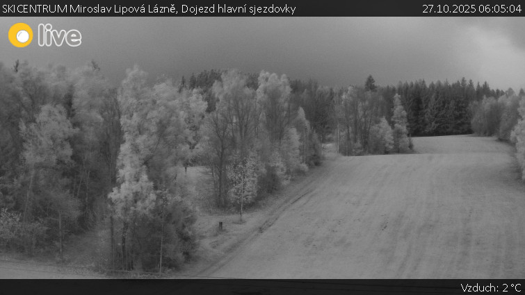SKICENTRUM Miroslav Lipová Lázně - Dojezd hlavní sjezdovky - 27.10.2025 v 06:05 SKICENTRUM Miroslav Lipová Lázně - Dojezd hlavní sjezdovky - 27.10.2025 v 06:05