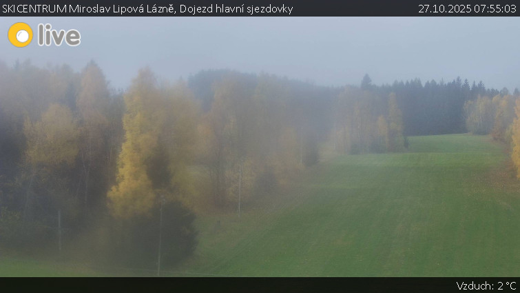 SKICENTRUM Miroslav Lipová Lázně - Dojezd hlavní sjezdovky - 27.10.2025 v 07:55 SKICENTRUM Miroslav Lipová Lázně - Dojezd hlavní sjezdovky - 27.10.2025 v 07:55