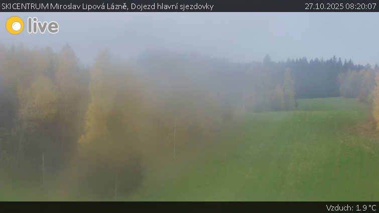 SKICENTRUM Miroslav Lipová Lázně - Dojezd hlavní sjezdovky - 27.10.2025 v 08:20 SKICENTRUM Miroslav Lipová Lázně - Dojezd hlavní sjezdovky - 27.10.2025 v 08:20