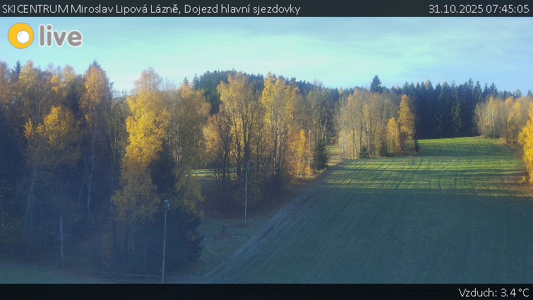 SKICENTRUM Miroslav Lipová Lázně - Dojezd hlavní sjezdovky - 31.10.2025 v 07:45 SKICENTRUM Miroslav Lipová Lázně - Dojezd hlavní sjezdovky - 31.10.2025 v 07:45