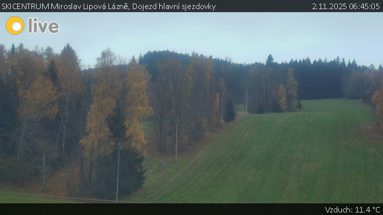 SKICENTRUM Miroslav Lipová Lázně - Dojezd hlavní sjezdovky - 2.11.2025 v 06:45 SKICENTRUM Miroslav Lipová Lázně - Dojezd hlavní sjezdovky - 2.11.2025 v 06:45