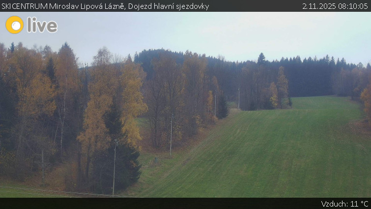 SKICENTRUM Miroslav Lipová Lázně - Dojezd hlavní sjezdovky - 2.11.2025 v 08:10 SKICENTRUM Miroslav Lipová Lázně - Dojezd hlavní sjezdovky - 2.11.2025 v 08:10