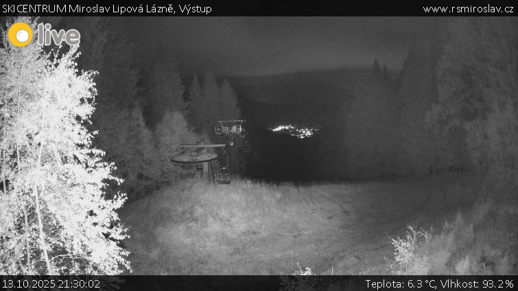 SKICENTRUM Miroslav Lipová Lázně - Výstupní stanice lanové dráhy - 13.10.2025 v 21:30 SKICENTRUM Miroslav Lipová Lázně - Výstupní stanice lanové dráhy - 13.10.2025 v 21:30