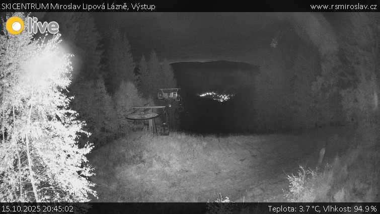 SKICENTRUM Miroslav Lipová Lázně - Výstupní stanice lanové dráhy - 15.10.2025 v 20:45 SKICENTRUM Miroslav Lipová Lázně - Výstupní stanice lanové dráhy - 15.10.2025 v 20:45