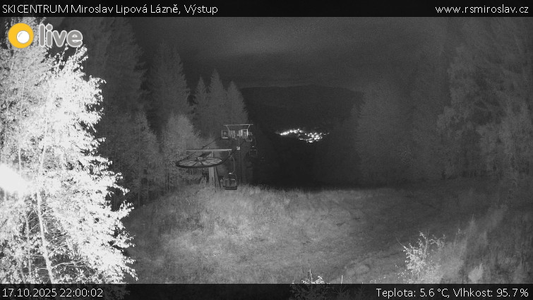 SKICENTRUM Miroslav Lipová Lázně - Výstupní stanice lanové dráhy - 17.10.2025 v 22:00 SKICENTRUM Miroslav Lipová Lázně - Výstupní stanice lanové dráhy - 17.10.2025 v 22:00