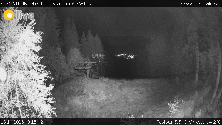 SKICENTRUM Miroslav Lipová Lázně - Výstupní stanice lanové dráhy - 18.10.2025 v 00:15 SKICENTRUM Miroslav Lipová Lázně - Výstupní stanice lanové dráhy - 18.10.2025 v 00:15