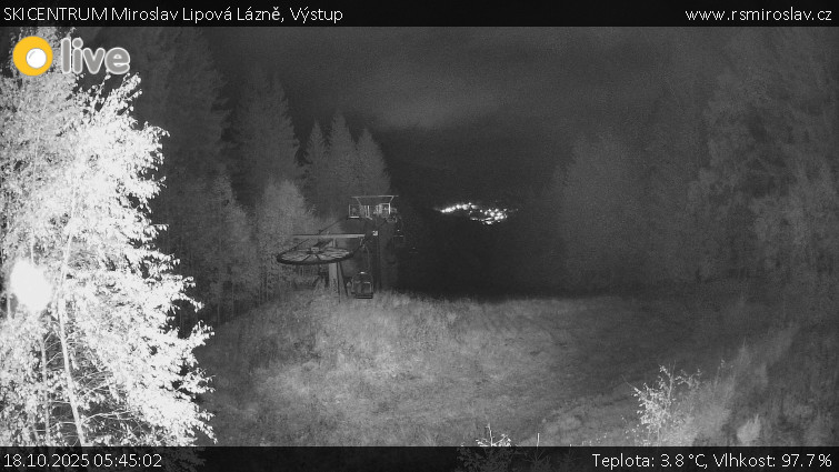 SKICENTRUM Miroslav Lipová Lázně - Výstupní stanice lanové dráhy - 18.10.2025 v 05:45 SKICENTRUM Miroslav Lipová Lázně - Výstupní stanice lanové dráhy - 18.10.2025 v 05:45