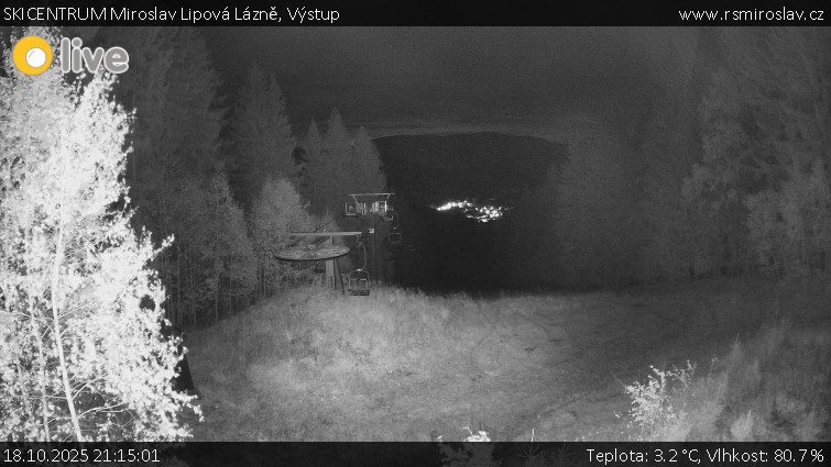 SKICENTRUM Miroslav Lipová Lázně - Výstupní stanice lanové dráhy - 18.10.2025 v 21:15 SKICENTRUM Miroslav Lipová Lázně - Výstupní stanice lanové dráhy - 18.10.2025 v 21:15