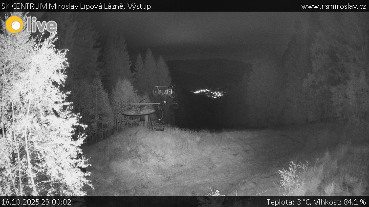 SKICENTRUM Miroslav Lipová Lázně - Výstupní stanice lanové dráhy - 18.10.2025 v 23:00 SKICENTRUM Miroslav Lipová Lázně - Výstupní stanice lanové dráhy - 18.10.2025 v 23:00