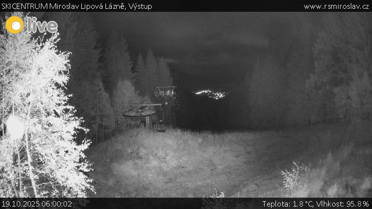 SKICENTRUM Miroslav Lipová Lázně - Výstupní stanice lanové dráhy - 19.10.2025 v 06:00 SKICENTRUM Miroslav Lipová Lázně - Výstupní stanice lanové dráhy - 19.10.2025 v 06:00