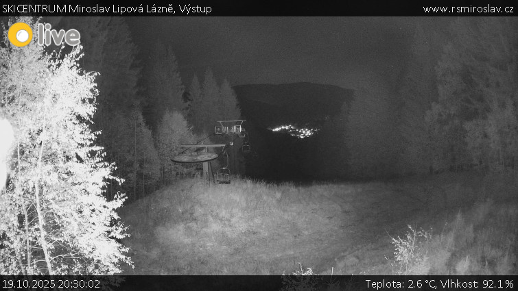 SKICENTRUM Miroslav Lipová Lázně - Výstupní stanice lanové dráhy - 19.10.2025 v 20:30 SKICENTRUM Miroslav Lipová Lázně - Výstupní stanice lanové dráhy - 19.10.2025 v 20:30