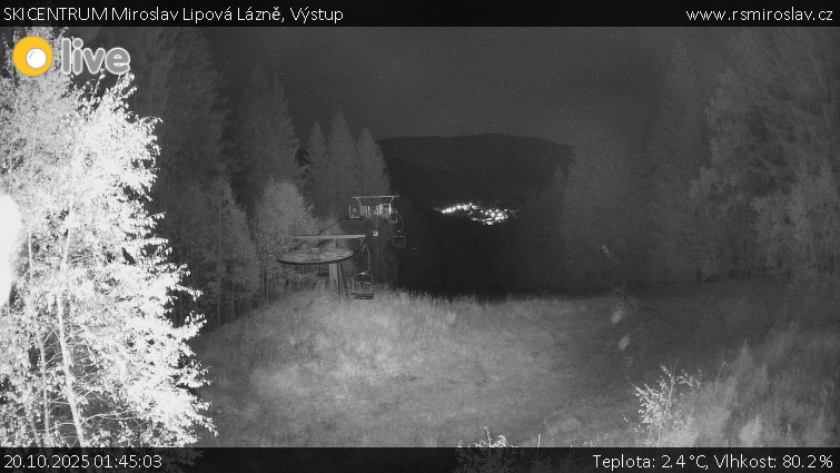 SKICENTRUM Miroslav Lipová Lázně - Výstupní stanice lanové dráhy - 20.10.2025 v 01:45 SKICENTRUM Miroslav Lipová Lázně - Výstupní stanice lanové dráhy - 20.10.2025 v 01:45