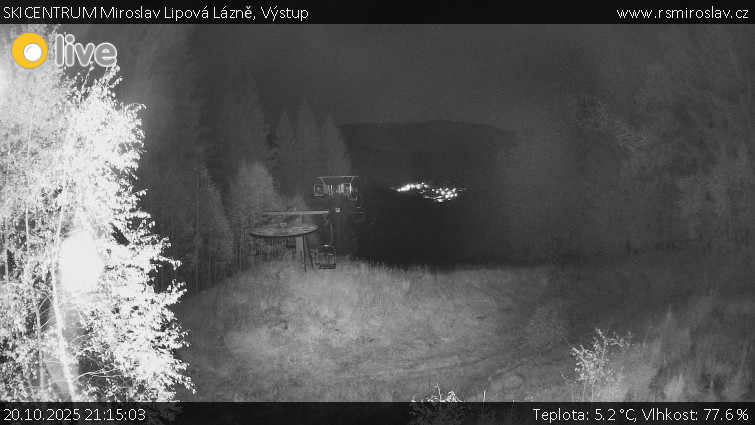 SKICENTRUM Miroslav Lipová Lázně - Výstupní stanice lanové dráhy - 20.10.2025 v 21:15 SKICENTRUM Miroslav Lipová Lázně - Výstupní stanice lanové dráhy - 20.10.2025 v 21:15
