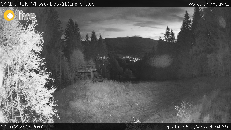 SKICENTRUM Miroslav Lipová Lázně - Výstupní stanice lanové dráhy - 22.10.2025 v 06:30 SKICENTRUM Miroslav Lipová Lázně - Výstupní stanice lanové dráhy - 22.10.2025 v 06:30