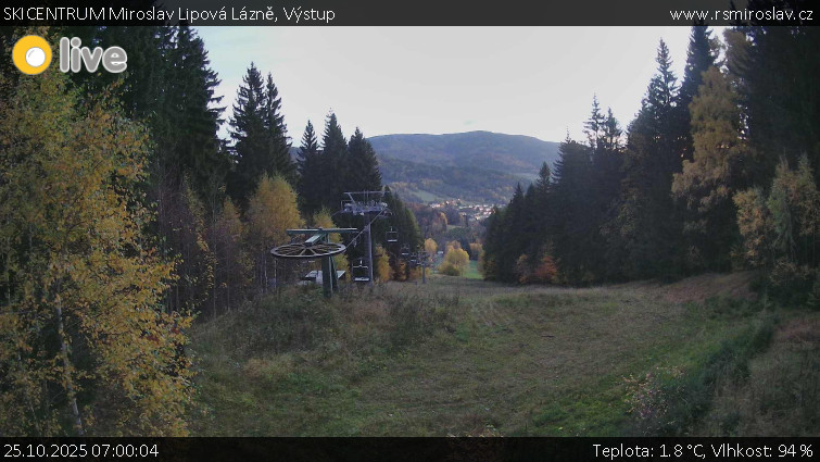 SKICENTRUM Miroslav Lipová Lázně - Výstupní stanice lanové dráhy - 25.10.2025 v 07:00 SKICENTRUM Miroslav Lipová Lázně - Výstupní stanice lanové dráhy - 25.10.2025 v 07:00