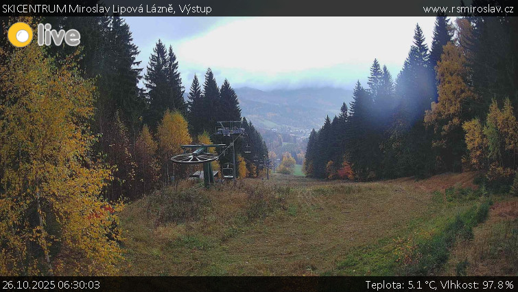 SKICENTRUM Miroslav Lipová Lázně - Výstupní stanice lanové dráhy - 26.10.2025 v 06:30 SKICENTRUM Miroslav Lipová Lázně - Výstupní stanice lanové dráhy - 26.10.2025 v 06:30