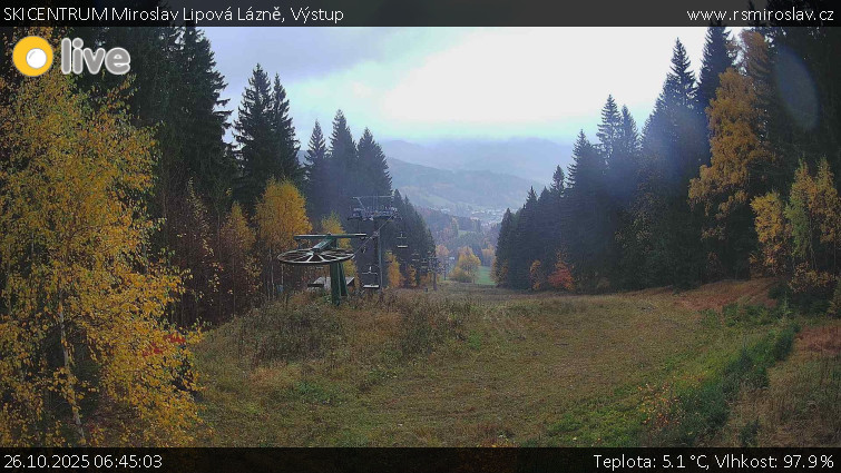 SKICENTRUM Miroslav Lipová Lázně - Výstupní stanice lanové dráhy - 26.10.2025 v 06:45 SKICENTRUM Miroslav Lipová Lázně - Výstupní stanice lanové dráhy - 26.10.2025 v 06:45