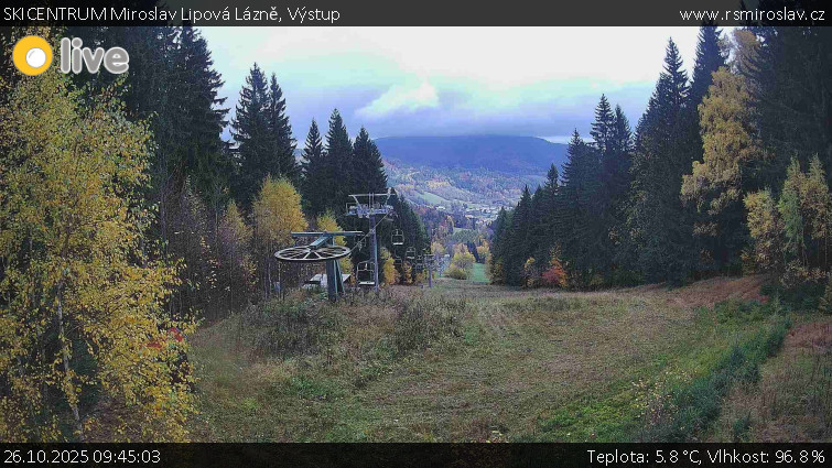 SKICENTRUM Miroslav Lipová Lázně - Výstupní stanice lanové dráhy - 26.10.2025 v 09:45 SKICENTRUM Miroslav Lipová Lázně - Výstupní stanice lanové dráhy - 26.10.2025 v 09:45