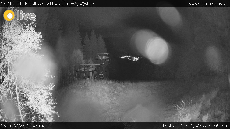 SKICENTRUM Miroslav Lipová Lázně - Výstupní stanice lanové dráhy - 26.10.2025 v 21:45 SKICENTRUM Miroslav Lipová Lázně - Výstupní stanice lanové dráhy - 26.10.2025 v 21:45