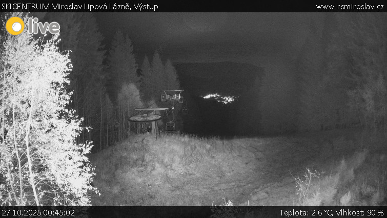 SKICENTRUM Miroslav Lipová Lázně - Výstupní stanice lanové dráhy - 27.10.2025 v 00:45 SKICENTRUM Miroslav Lipová Lázně - Výstupní stanice lanové dráhy - 27.10.2025 v 00:45