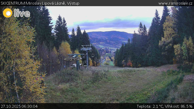 SKICENTRUM Miroslav Lipová Lázně - Výstupní stanice lanové dráhy - 27.10.2025 v 06:30 SKICENTRUM Miroslav Lipová Lázně - Výstupní stanice lanové dráhy - 27.10.2025 v 06:30