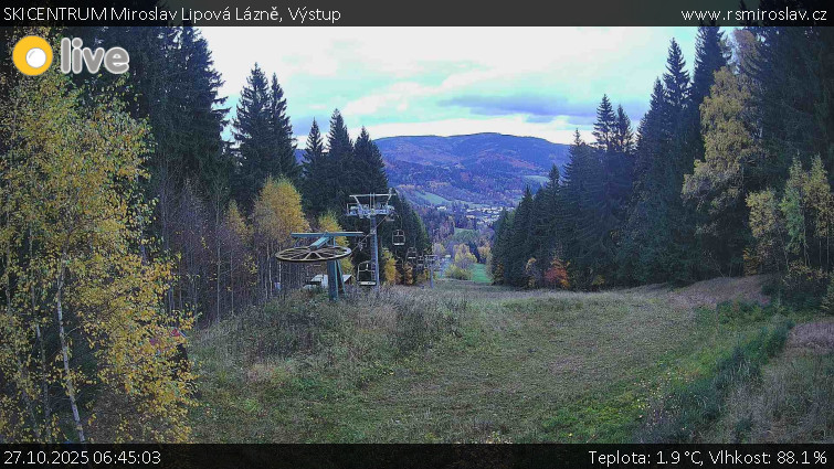 SKICENTRUM Miroslav Lipová Lázně - Výstupní stanice lanové dráhy - 27.10.2025 v 06:45 SKICENTRUM Miroslav Lipová Lázně - Výstupní stanice lanové dráhy - 27.10.2025 v 06:45