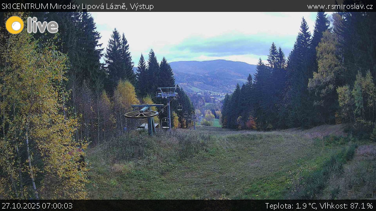 SKICENTRUM Miroslav Lipová Lázně - Výstupní stanice lanové dráhy - 27.10.2025 v 07:00 SKICENTRUM Miroslav Lipová Lázně - Výstupní stanice lanové dráhy - 27.10.2025 v 07:00
