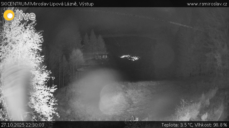 SKICENTRUM Miroslav Lipová Lázně - Výstupní stanice lanové dráhy - 27.10.2025 v 22:30 SKICENTRUM Miroslav Lipová Lázně - Výstupní stanice lanové dráhy - 27.10.2025 v 22:30