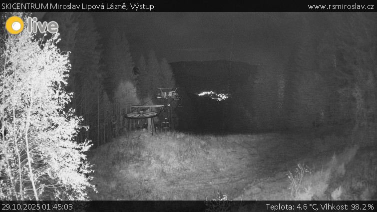 SKICENTRUM Miroslav Lipová Lázně - Výstupní stanice lanové dráhy - 29.10.2025 v 01:45 SKICENTRUM Miroslav Lipová Lázně - Výstupní stanice lanové dráhy - 29.10.2025 v 01:45