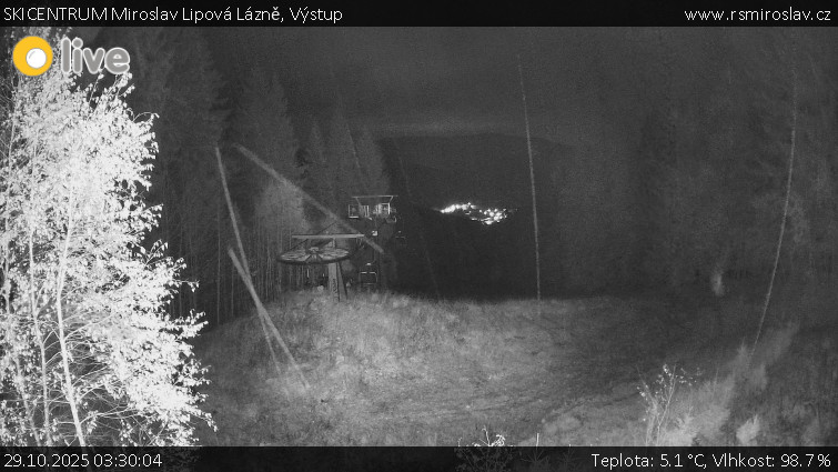 SKICENTRUM Miroslav Lipová Lázně - Výstupní stanice lanové dráhy - 29.10.2025 v 03:30 SKICENTRUM Miroslav Lipová Lázně - Výstupní stanice lanové dráhy - 29.10.2025 v 03:30