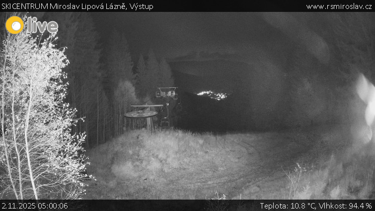 SKICENTRUM Miroslav Lipová Lázně - Výstupní stanice lanové dráhy - 2.11.2025 v 05:00 SKICENTRUM Miroslav Lipová Lázně - Výstupní stanice lanové dráhy - 2.11.2025 v 05:00