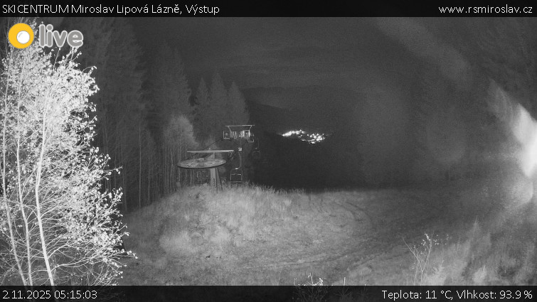 SKICENTRUM Miroslav Lipová Lázně - Výstupní stanice lanové dráhy - 2.11.2025 v 05:15 SKICENTRUM Miroslav Lipová Lázně - Výstupní stanice lanové dráhy - 2.11.2025 v 05:15