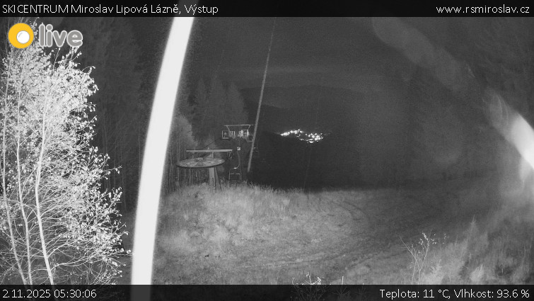 SKICENTRUM Miroslav Lipová Lázně - Výstupní stanice lanové dráhy - 2.11.2025 v 05:30 SKICENTRUM Miroslav Lipová Lázně - Výstupní stanice lanové dráhy - 2.11.2025 v 05:30