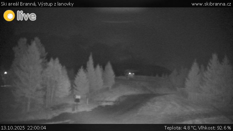 Ski areál Branná - Výstup z lanovky - 13.10.2025 v 22:00 Ski areál Branná - Výstup z lanovky - 13.10.2025 v 22:00