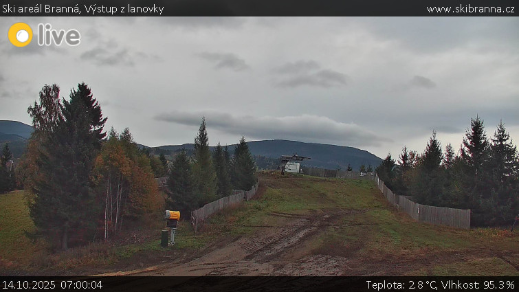 Ski areál Branná - Výstup z lanovky - 14.10.2025 v 07:00 Ski areál Branná - Výstup z lanovky - 14.10.2025 v 07:00