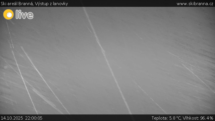 Ski areál Branná - Výstup z lanovky - 14.10.2025 v 22:00 Ski areál Branná - Výstup z lanovky - 14.10.2025 v 22:00