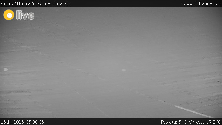 Ski areál Branná - Výstup z lanovky - 15.10.2025 v 06:00 Ski areál Branná - Výstup z lanovky - 15.10.2025 v 06:00