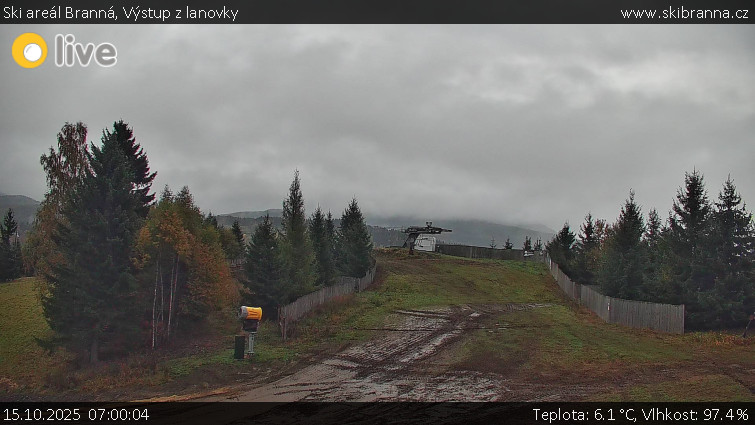 Ski areál Branná - Výstup z lanovky - 15.10.2025 v 07:00 Ski areál Branná - Výstup z lanovky - 15.10.2025 v 07:00