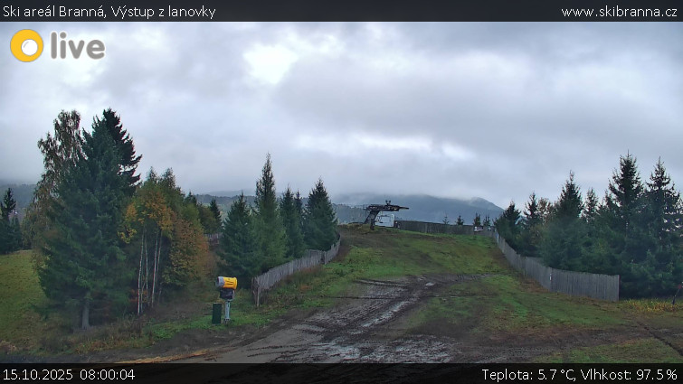 Ski areál Branná - Výstup z lanovky - 15.10.2025 v 08:00 Ski areál Branná - Výstup z lanovky - 15.10.2025 v 08:00
