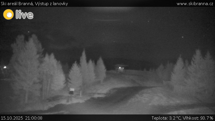 Ski areál Branná - Výstup z lanovky - 15.10.2025 v 21:00 Ski areál Branná - Výstup z lanovky - 15.10.2025 v 21:00