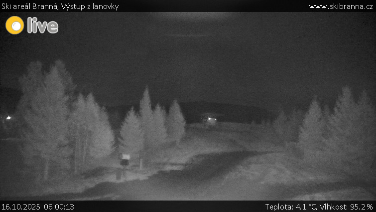 Ski areál Branná - Výstup z lanovky - 16.10.2025 v 06:00 Ski areál Branná - Výstup z lanovky - 16.10.2025 v 06:00