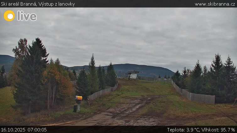 Ski areál Branná - Výstup z lanovky - 16.10.2025 v 07:00 Ski areál Branná - Výstup z lanovky - 16.10.2025 v 07:00