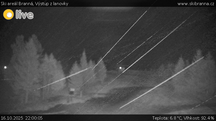 Ski areál Branná - Výstup z lanovky - 16.10.2025 v 22:00 Ski areál Branná - Výstup z lanovky - 16.10.2025 v 22:00